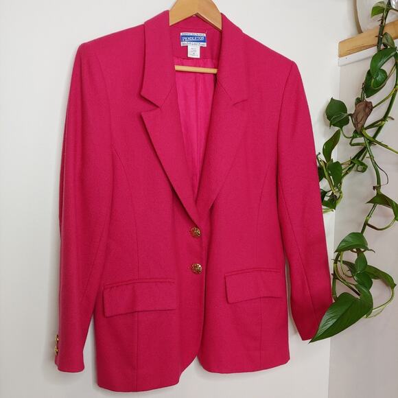 Pendleton Vintage Pink Wool Blazer, 80s/90spoik - Picture 1 of 7